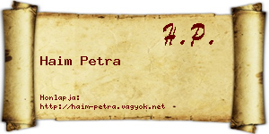 Haim Petra névjegykártya